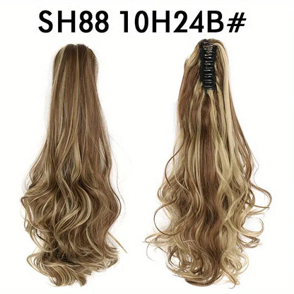 Extensiones de cabello de cola de caballo largas y onduladas