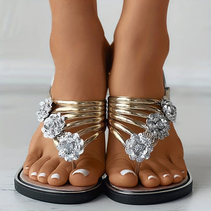 GRACE | Rhinestone Floral Slippers