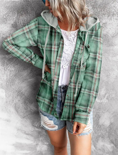 HARPER | Plaid Zip-Up Hoodie