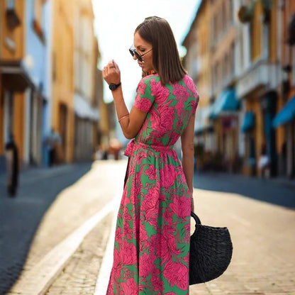 HANNAH | Floral Knitted Boho Dress