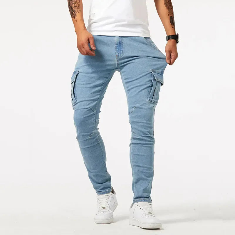 AARON | Denim Cargo Jeans