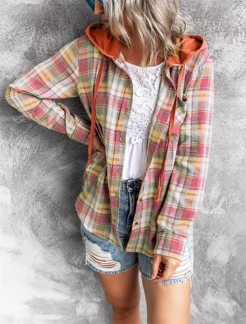 HARPER | Plaid Zip-Up Hoodie