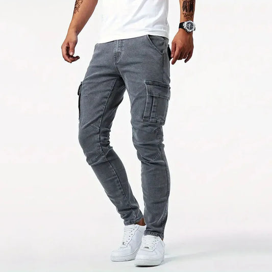 AARON | Denim Cargo Jeans