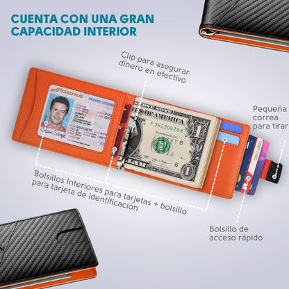 Billetera Slim con Bloqueo RFID mod. Fibra de Carbono