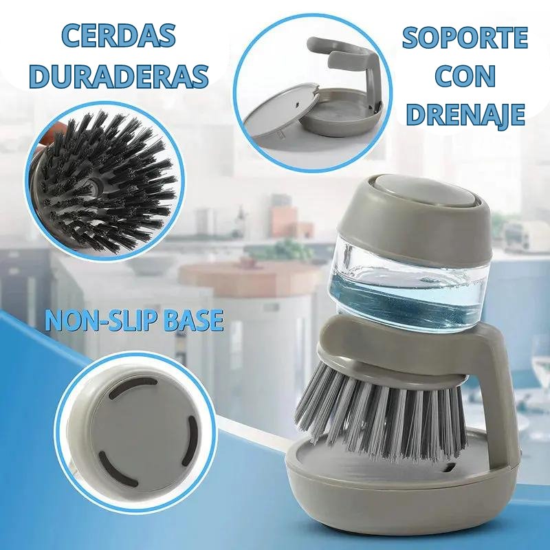 CEPILLO (Pro) LAVAPLATOS CON DISPENSADOR