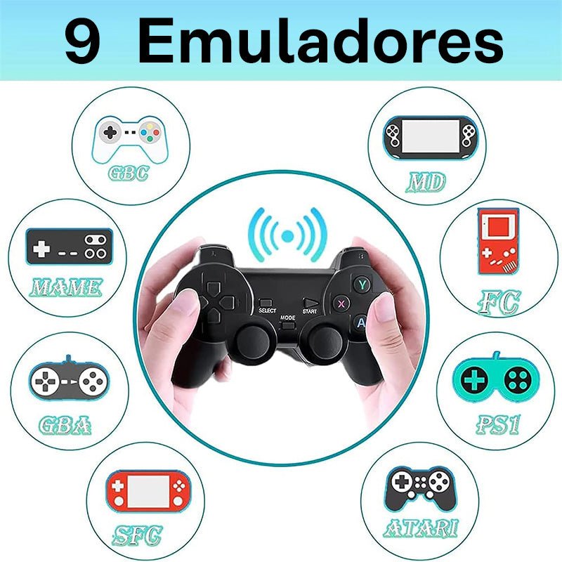 GameStick® Consola 4K + 10.000 Juegos de 9 Consolas + 2 Mandos 🎮