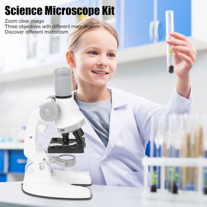 Kit Microscopio Compuesto Con Luz 100x A 450x + Accesorios