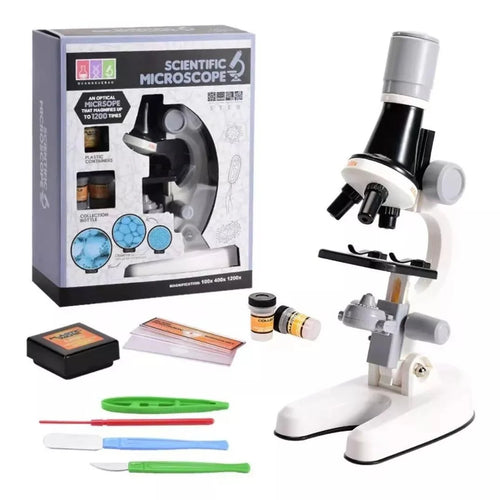 Kit Microscopio Compuesto Con Luz 100x A 450x + Accesorios