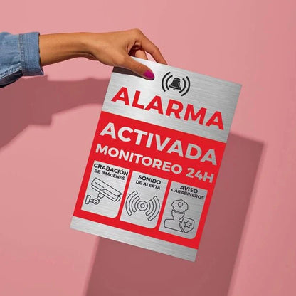 Placa Letrero Cartel Metalico Alarma